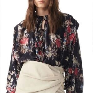 IRO Analin Floral Print Crepe de Chine Blouse
